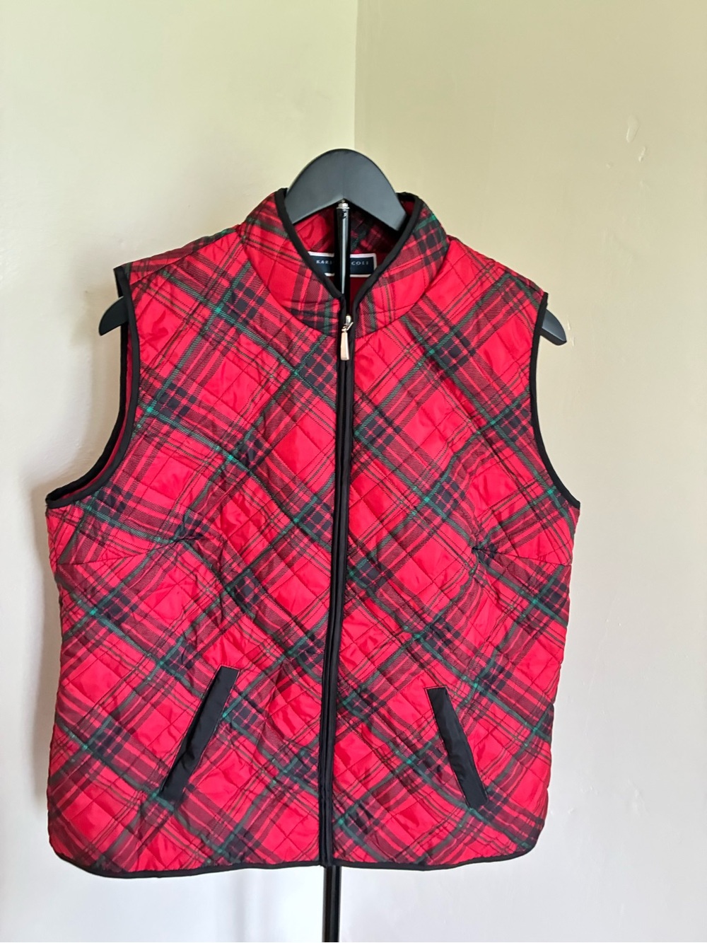 Karen Scott Red Plaid Quilted Vest